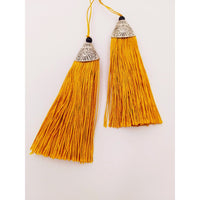 Thumbnail for Gold Yellow Tassels Artificial Silk Tassel with Cone Cap, Earring Tassel, Bridal Tassels
