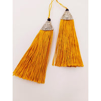 Thumbnail for Gold Yellow Tassels Artificial Silk Tassel with Cone Cap, Earring Tassel, Bridal Tassels