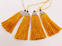 Thumbnail for Gold Yellow Tassels Artificial Silk Tassel with Cone Cap, Earring Tassel, Bridal Tassels