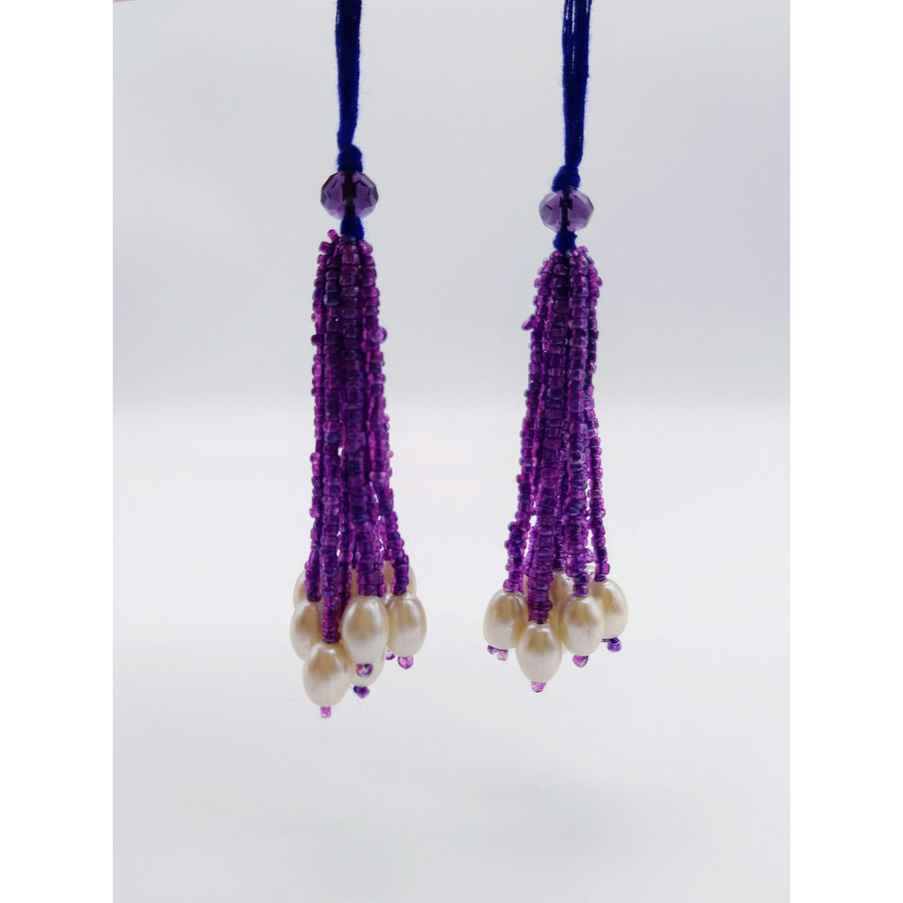 Violet Purple Bead Tassels Latkan, Indian Latkans, Beaded Danglers