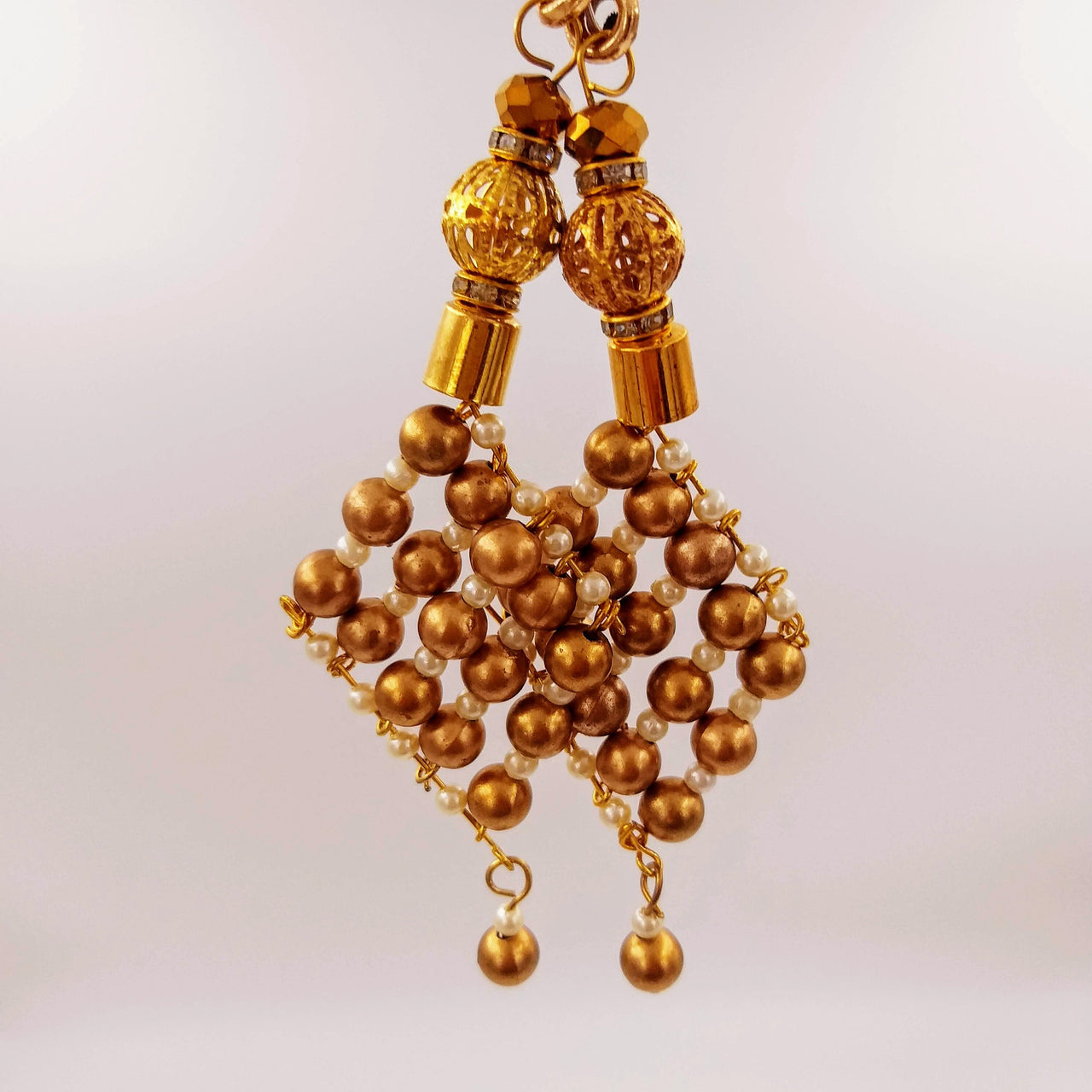 Handcrafted Gold Bead Tassels Latkan, Indian Latkans, Gold Beaded Danglers