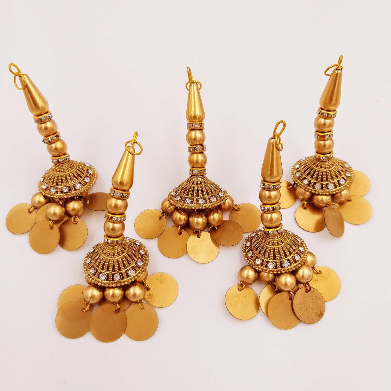 Handcrafted Gold Bead Tassels Latkan, Indian Latkans, Gold Beaded Danglers