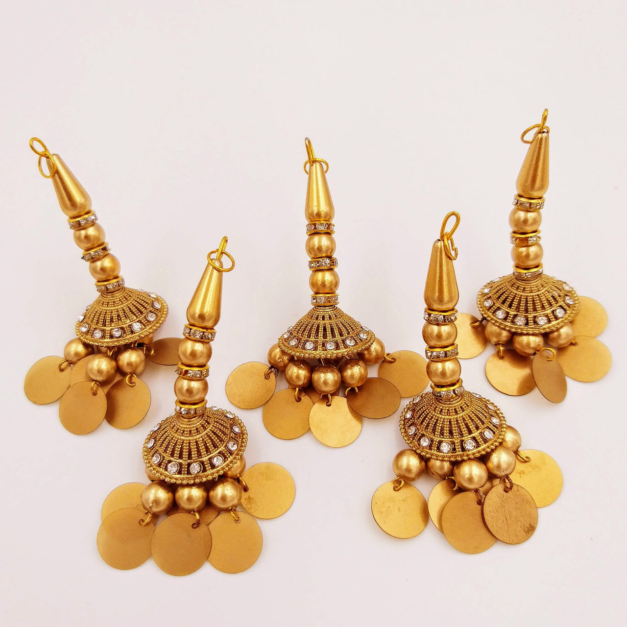 Handcrafted Gold Bead Tassels Latkan, Indian Latkans, Gold Beaded Danglers