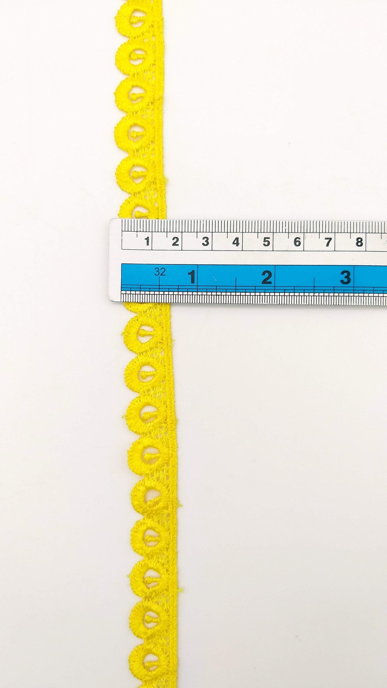 9 Yards Yellow Embroidery Polyester Lace Trim, Approx. 18mm Wide, Fringe Trim