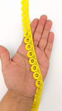 Thumbnail for 9 Yards Yellow Embroidery Polyester Lace Trim, Approx. 18mm Wide, Fringe Trim
