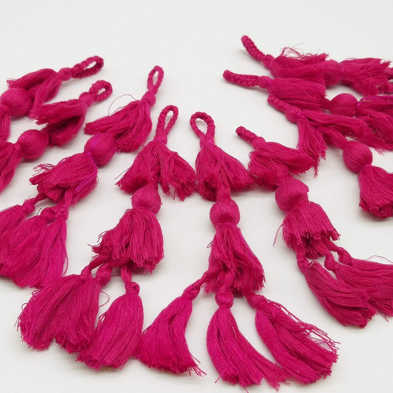Dark Pink Tassels, Cotton Tassels, Bohemian