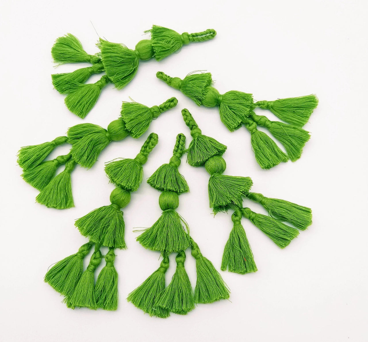 Fern Green Tassels, Cotton Tassels, Bohemian