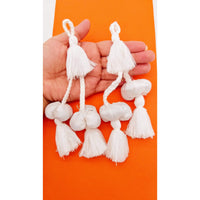Thumbnail for White Silk Fabric Ball Tassels, Latkan, Embellishments