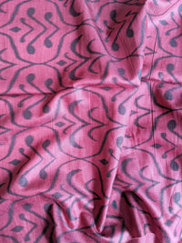 Thumbnail for Maroon and Black Printed Cotton Silk Fabric, Festive Fabric, Holiday Fabric