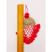 Thumbnail for Gold Hand Embroidered Red Tassels Latkans, Indian Tassels, Boho Chic Tassels