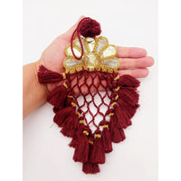 Thumbnail for Gold Hand Embroidered Brown Tassels Latkans, Indian Tassels, Boho Chic Tassels