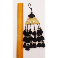 Thumbnail for Gold Hand Embroidered Black Tassels Latkans, Tiered Tassels, Boho Chic Tassels