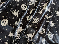 Thumbnail for Black And Silver Halloween Pumpkin, Witch, Bats Foil Fabric