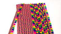 Thumbnail for Pink And Multicoloured Braided Fringe Thread Lace Trim, Rainbow Tassels Trim, Fringe Trimming