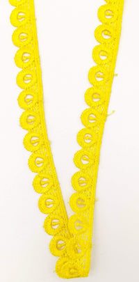 Thumbnail for 9 Yards Yellow Embroidery Polyester Lace Trim, Approx. 18mm Wide, Fringe Trim