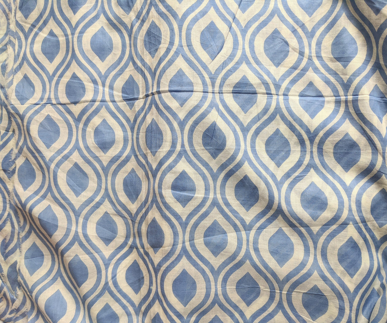 Blue and White Printed Cotton Muslin Fabric, Sewing Fabric, Fabric By Metre / Half Metre