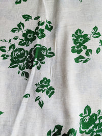 Thumbnail for Off White And Green Floral Cotton Handloom Fabric, Quilting Fabric, Fabric By Metre / Fabric By Half Metre