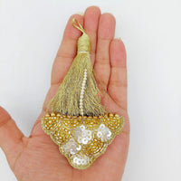 Thumbnail for Light Gold Bead and Sequins Tassels Latkan, Indian Latkans, Blouse Latkan