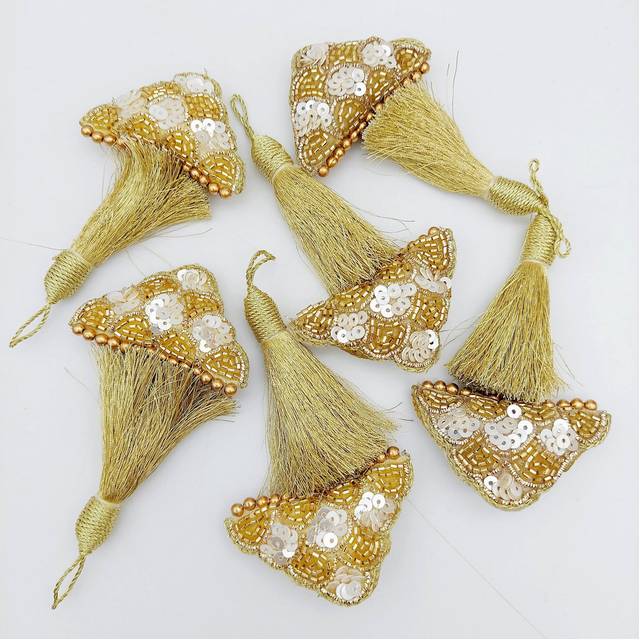 Light Gold Bead and Sequins Tassels Latkan, Indian Latkans, Blouse Latkan