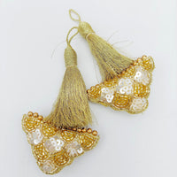 Thumbnail for Light Gold Bead and Sequins Tassels Latkan, Indian Latkans, Blouse Latkan