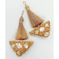Thumbnail for Copper Tassels In Gold and White Bead and Sequins, Indian Latkans, Blouse Latkan