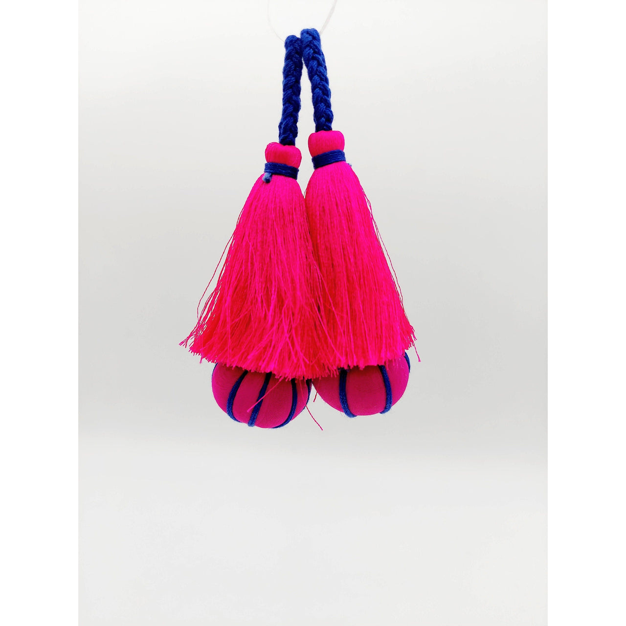 Fuchsia Pink and Blue Pumpkin Tassels, Latkan, Indian Tassels