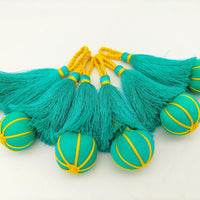 Thumbnail for Caribbean Green and Yellow Pumpkin Tassels, Latkan, Indian Tassels