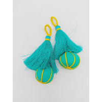 Thumbnail for Caribbean Green and Yellow Pumpkin Tassels, Latkan, Indian Tassels