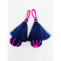 Thumbnail for Navy Blue and Fuchsia Pink Pumpkin Tassels, Latkan, Indian Tassels