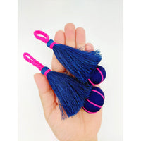 Thumbnail for Navy Blue and Fuchsia Pink Pumpkin Tassels, Latkan, Indian Tassels
