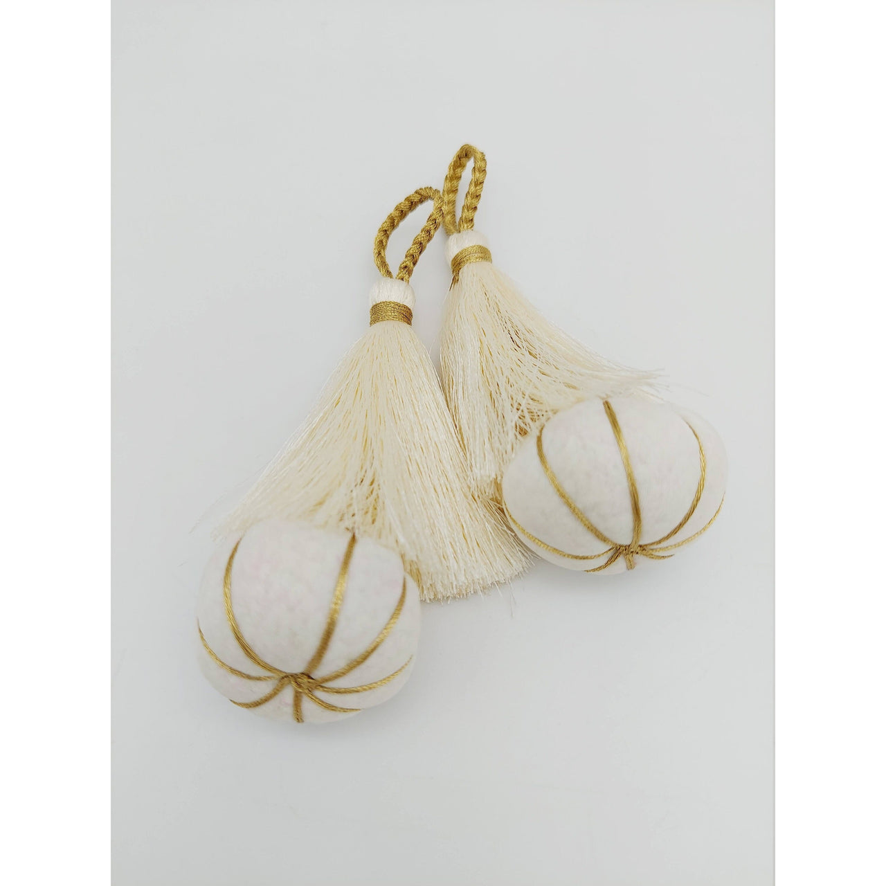 Beige and Gold Pumpkin Tassels, Latkan, Indian Tassels