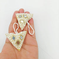 Thumbnail for White Beaded Mirror Tassels Latkan, Bridal Tassels, Decorative Tassels