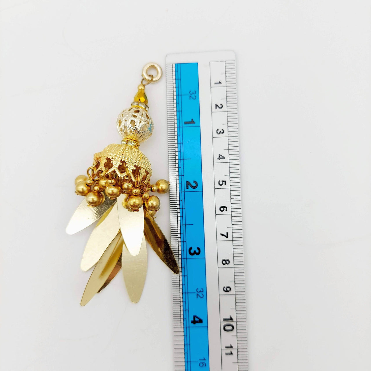 Handcrafted Gold Tassels Latkan In Long Sequins and Pearl Beads, Indian Latkans, Sewing Latkans