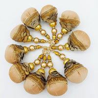 Thumbnail for Copper Silk Fabric Ball Tassels with Bugle Beads and Metallic Sequins, Latkan, Dupatta Tassel