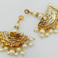 Thumbnail for Off White Pearl Beads and Gold Sequins Tassels Latkan, Indian Latkans, Blouse Latkan