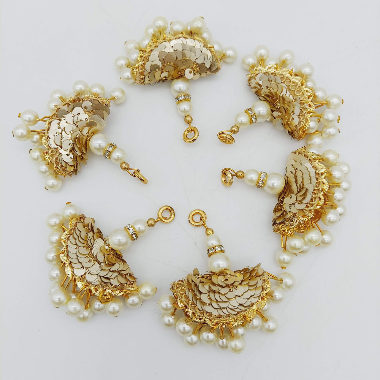 Off White Pearl Beads and Gold Sequins Tassels Latkan, Indian Latkans, Blouse Latkan