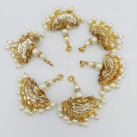 Thumbnail for Off White Pearl Beads and Gold Sequins Tassels Latkan, Indian Latkans, Blouse Latkan