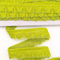 Thumbnail for Green Net Lace Trim With Floral Embroidery And Gold Sequins, Sequinned Trim, Wedding Trim Bridal Trim