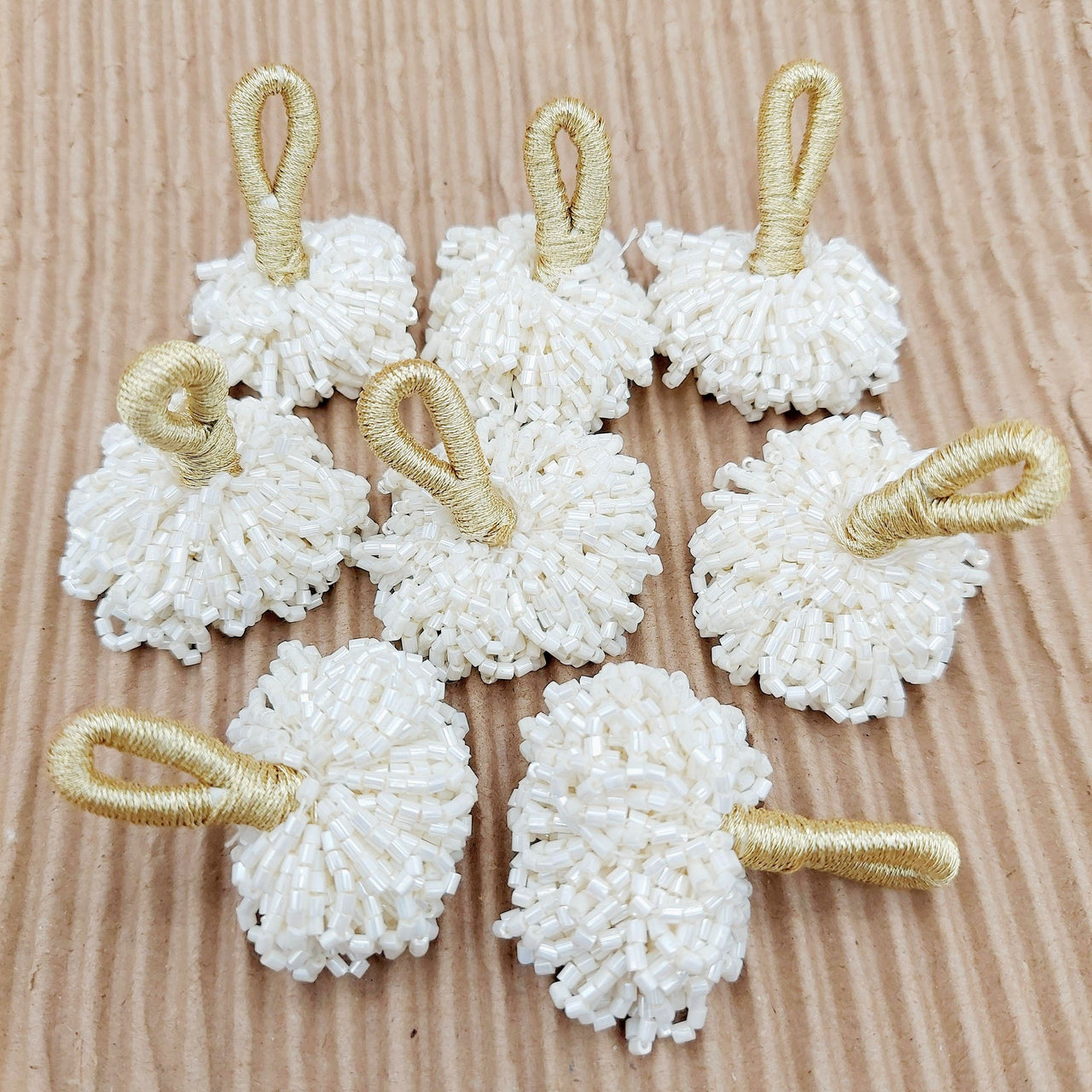 White Bead Tassels Latkan, Indian Latkans, Sewing Latkans