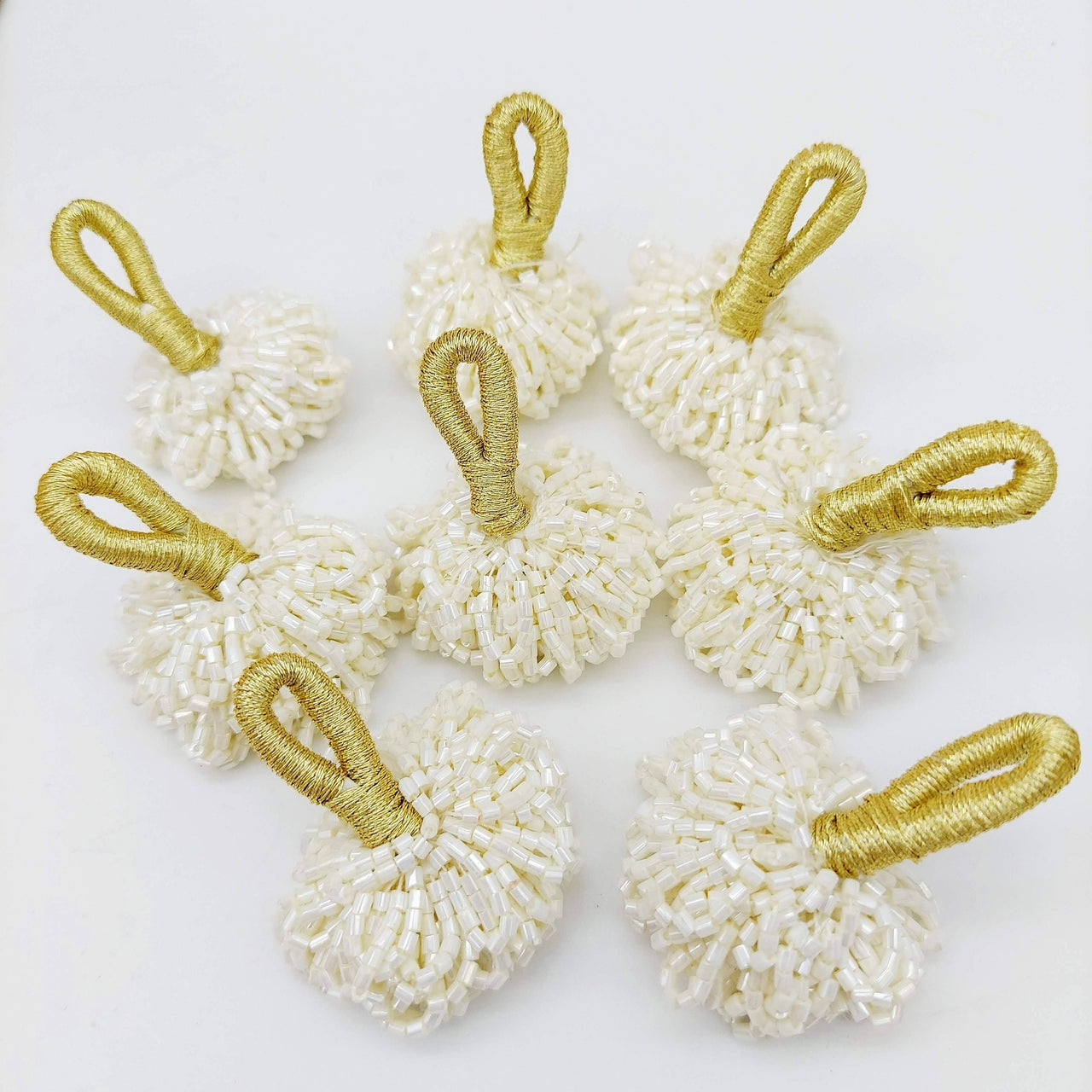 White Bead Tassels Latkan, Indian Latkans, Sewing Latkans