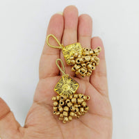 Thumbnail for Gold Engraved Diamond Charm With Flatback, Beaded Tassels Latkan, Indian Latkans