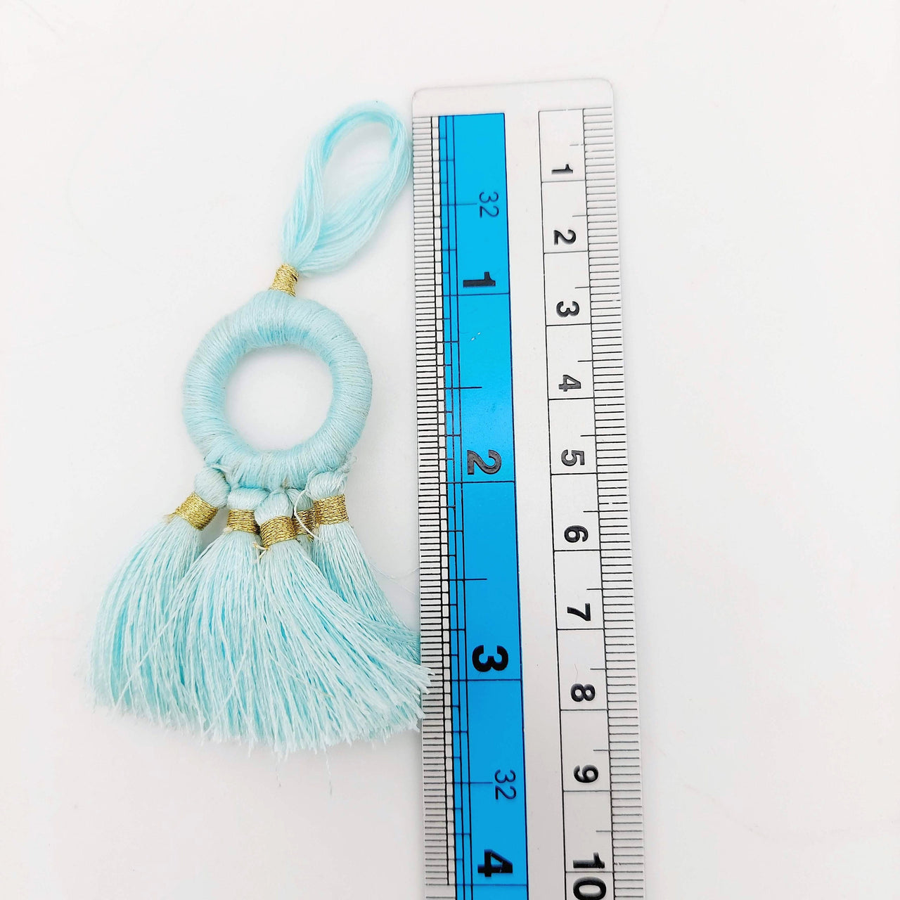 Set of 2 Blue Hoop Tassels, Indian Tassels, Boho Chic Tassels