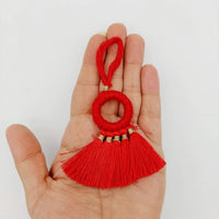 Thumbnail for Set of 2 Red Hoop Tassels, Indian Tassels, Boho Chic Tassels