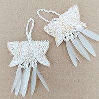 Thumbnail for White Handmade Beaded Tassels With Long Sequins, Sequin Latkan, Beaded Latkans