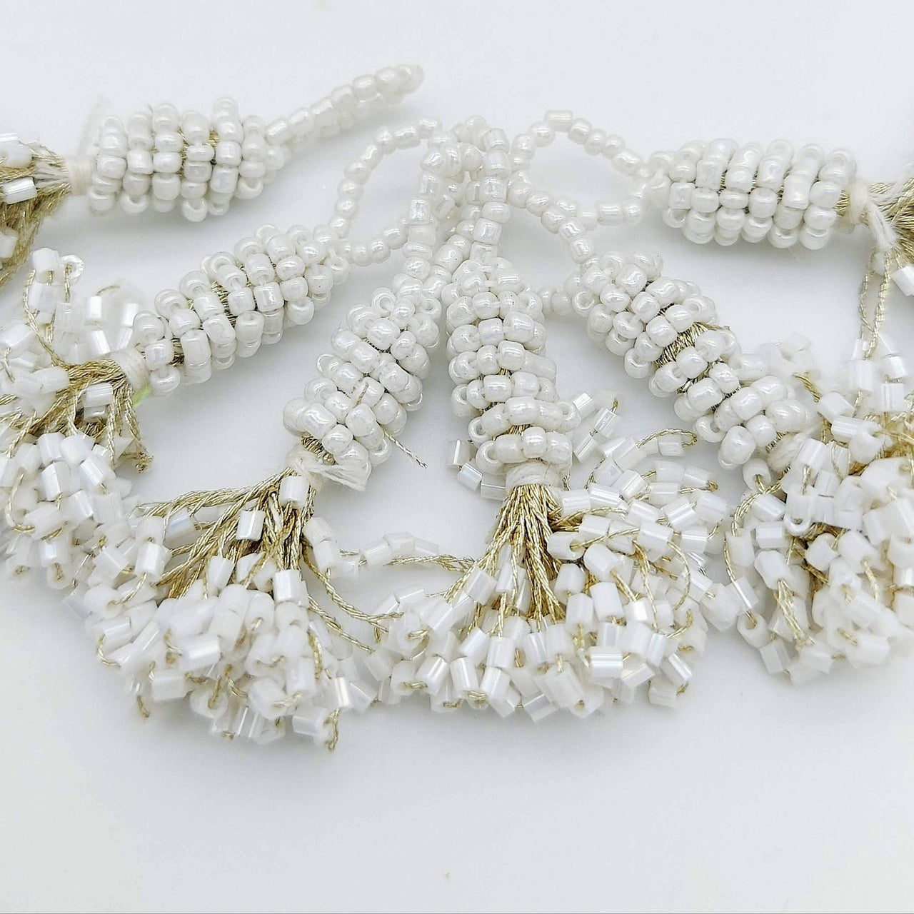 White Bead Tassels Latkan, Indian Latkans, Sewing Latkans