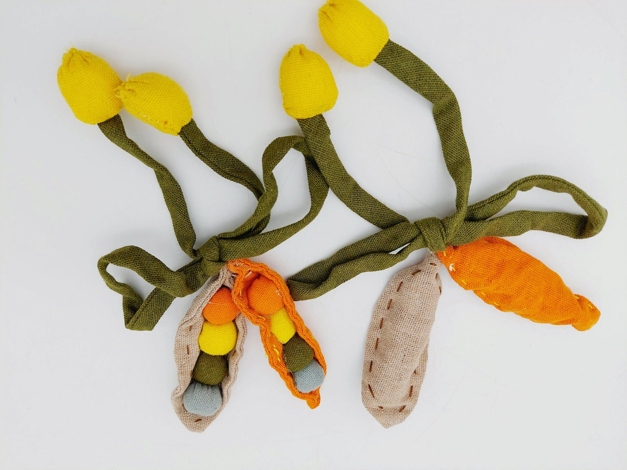 Hand Embroidered Peas in a Pod Applique, Peach Embroidery, Seed Pod Applique