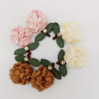 Thumbnail for Beige and Green Floral Applique with Rhinestone, Flower Motifs x 2