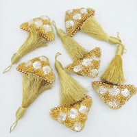 Thumbnail for Light Gold Bead and Sequins Tassels Latkan, Indian Latkans, Blouse Latkan