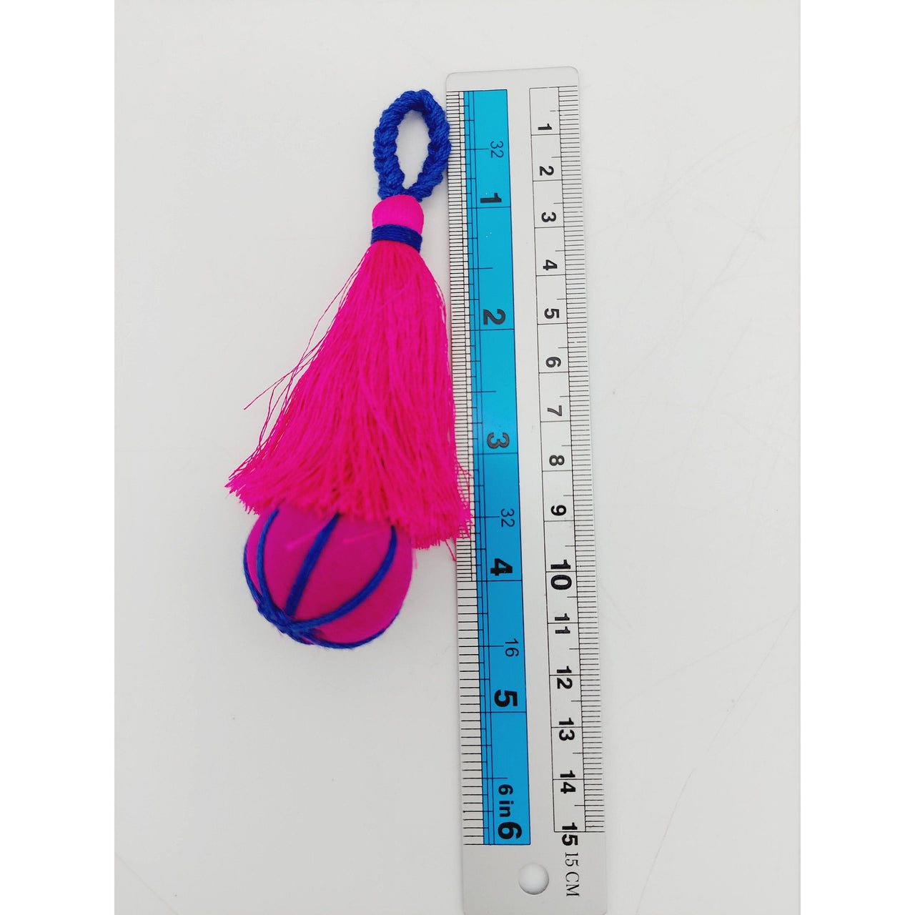 Fuchsia Pink and Blue Pumpkin Tassels, Latkan, Indian Tassels