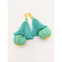 Thumbnail for Caribbean Green and Yellow Pumpkin Tassels, Latkan, Indian Tassels